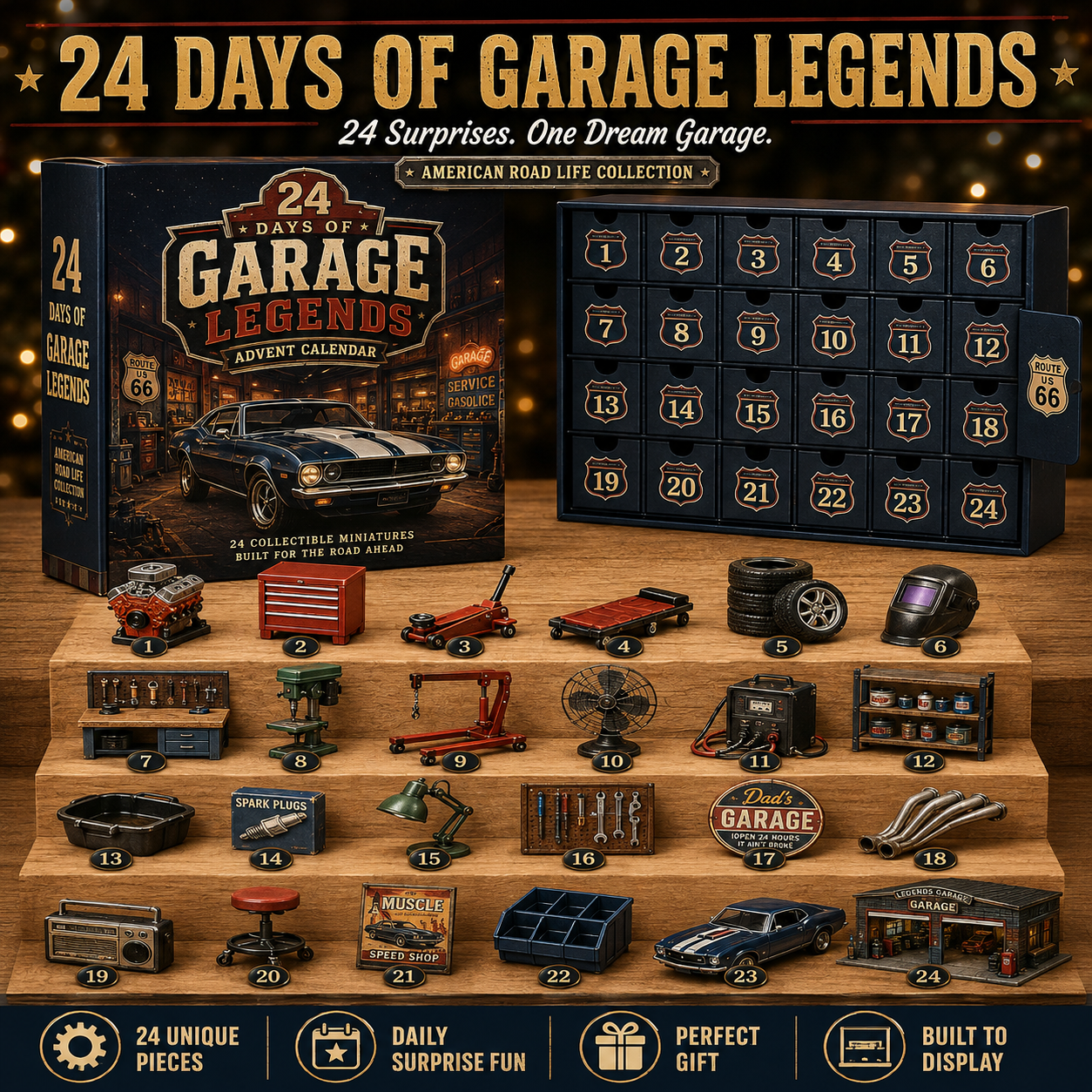 🎁Last Day 50% OFF -🛣️ 24 Days Across Route 66 – American Road Life Advent Calendar Collection