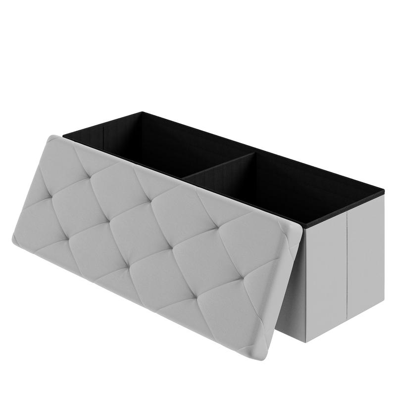 【NUEVO COLOR】Banco otomano de almacenamiento plegable, taburete reposapiés con asiento acolchado, baúl grande para juguetes con asiento; soporta hasta 660 libras.