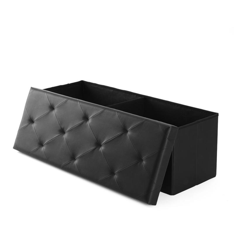 【NUEVO COLOR】Banco otomano de almacenamiento plegable, taburete reposapiés con asiento acolchado, baúl grande para juguetes con asiento; soporta hasta 660 libras.