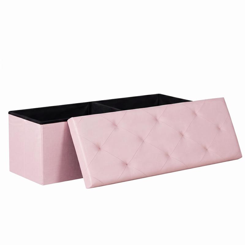 【NUEVO COLOR】Banco otomano de almacenamiento plegable, taburete reposapiés con asiento acolchado, baúl grande para juguetes con asiento; soporta hasta 660 libras.