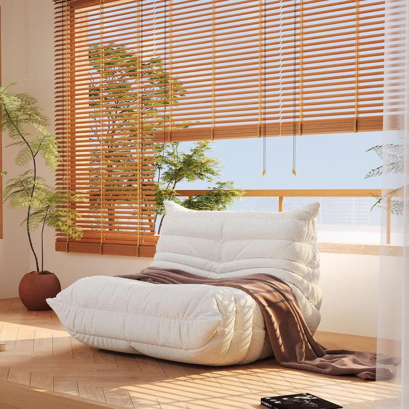 Sofá tipo puf estilo Togo: sofá de interior de 1, 2 o 3 plazas, espuma viscoelástica ergonómica de alta densidad, tejido ultrasuave tipo borreguito (teddy fleece), base antideslizante resistente; no requiere montaje; ideal para zonas de descanso y oficina