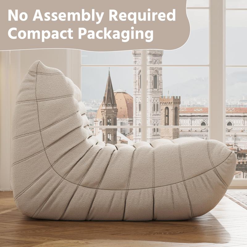 Sofá tipo puf estilo Togo: sofá de interior de 1, 2 o 3 plazas, espuma viscoelástica ergonómica de alta densidad, tejido ultrasuave tipo borreguito (teddy fleece), base antideslizante resistente; no requiere montaje; ideal para zonas de descanso y oficina