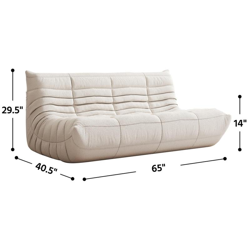 Sofá tipo puf estilo Togo: sofá de interior de 1, 2 o 3 plazas, espuma viscoelástica ergonómica de alta densidad, tejido ultrasuave tipo borreguito (teddy fleece), base antideslizante resistente; no requiere montaje; ideal para zonas de descanso y oficina