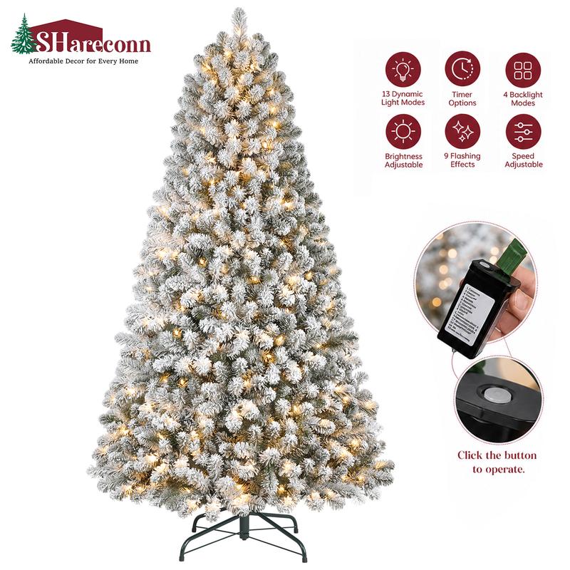 【En oferta】Árbol de Navidad SHareconn (disponible en 4, 6 y 7,5 pies) con luces centelleantes preinstaladas, ramas articuladas plegables y puntas de PVC; diseño irregular para decoración navideña de suelo, con conexión a la red eléctrica (sin control remo