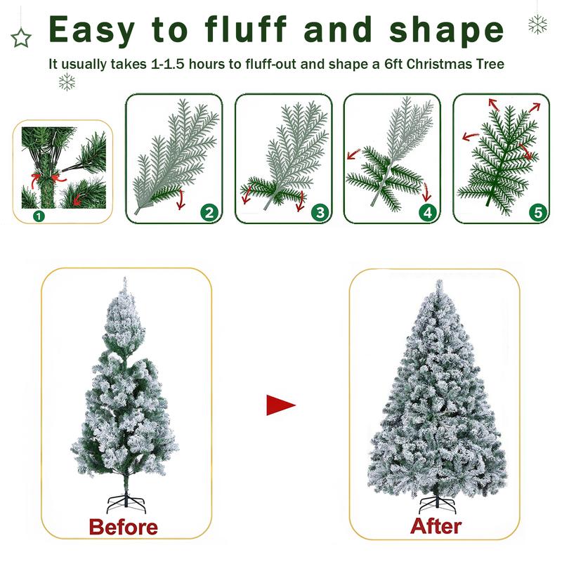 【En oferta】Árbol de Navidad SHareconn (disponible en 4, 6 y 7,5 pies) con luces centelleantes preinstaladas, ramas articuladas plegables y puntas de PVC; diseño irregular para decoración navideña de suelo, con conexión a la red eléctrica (sin control remo