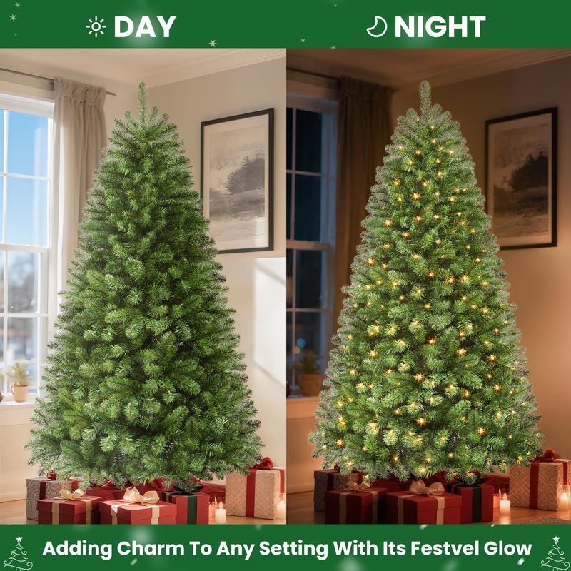【En oferta】Árbol de Navidad SHareconn (disponible en 4, 6 y 7,5 pies) con luces centelleantes preinstaladas, ramas articuladas plegables y puntas de PVC; diseño irregular para decoración navideña de suelo, con conexión a la red eléctrica (sin control remo