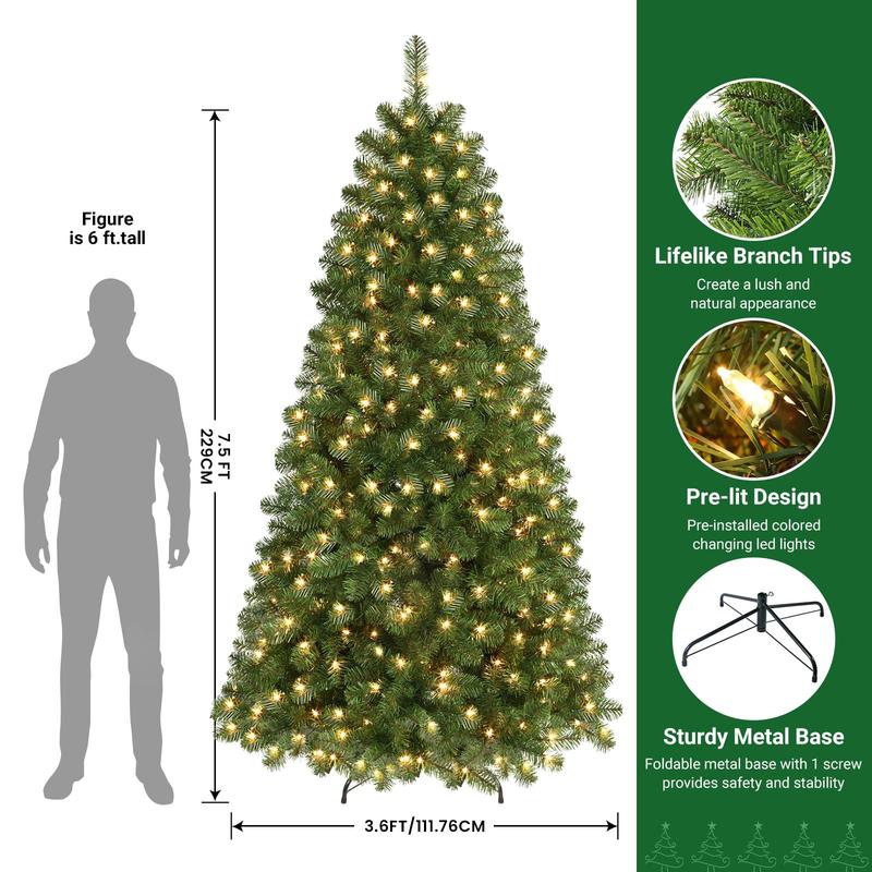 【En oferta】Árbol de Navidad SHareconn (disponible en 4, 6 y 7,5 pies) con luces centelleantes preinstaladas, ramas articuladas plegables y puntas de PVC; diseño irregular para decoración navideña de suelo, con conexión a la red eléctrica (sin control remo