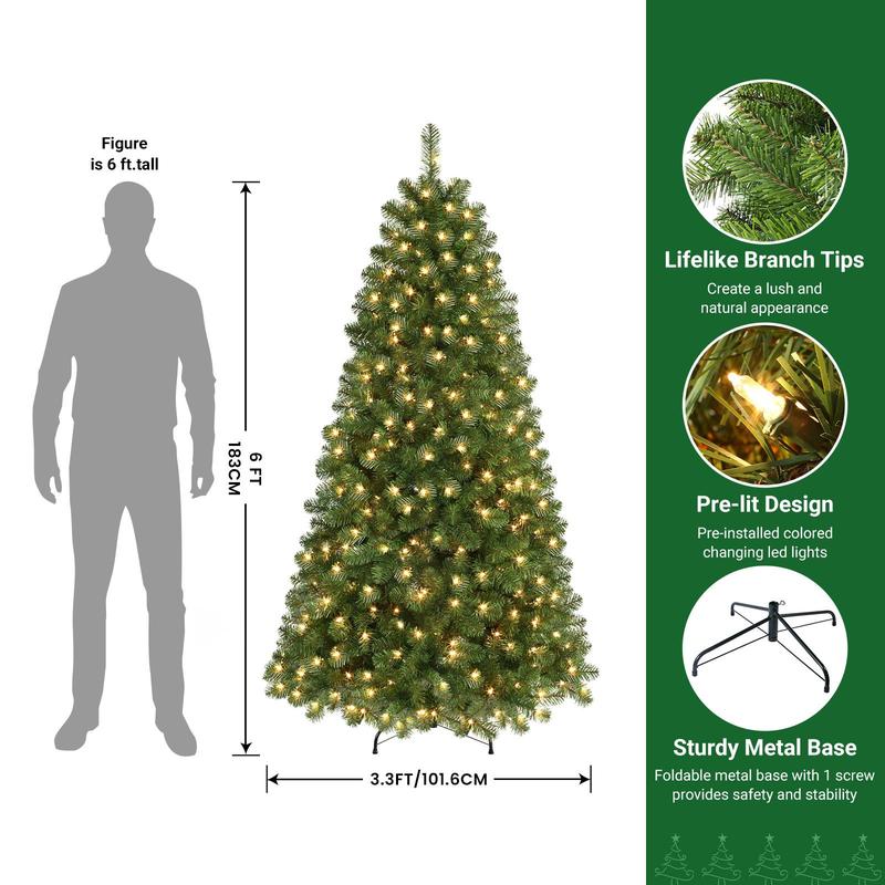 【En oferta】Árbol de Navidad SHareconn (disponible en 4, 6 y 7,5 pies) con luces centelleantes preinstaladas, ramas articuladas plegables y puntas de PVC; diseño irregular para decoración navideña de suelo, con conexión a la red eléctrica (sin control remo