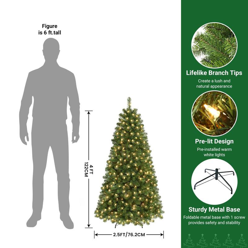 【En oferta】Árbol de Navidad SHareconn (disponible en 4, 6 y 7,5 pies) con luces centelleantes preinstaladas, ramas articuladas plegables y puntas de PVC; diseño irregular para decoración navideña de suelo, con conexión a la red eléctrica (sin control remo