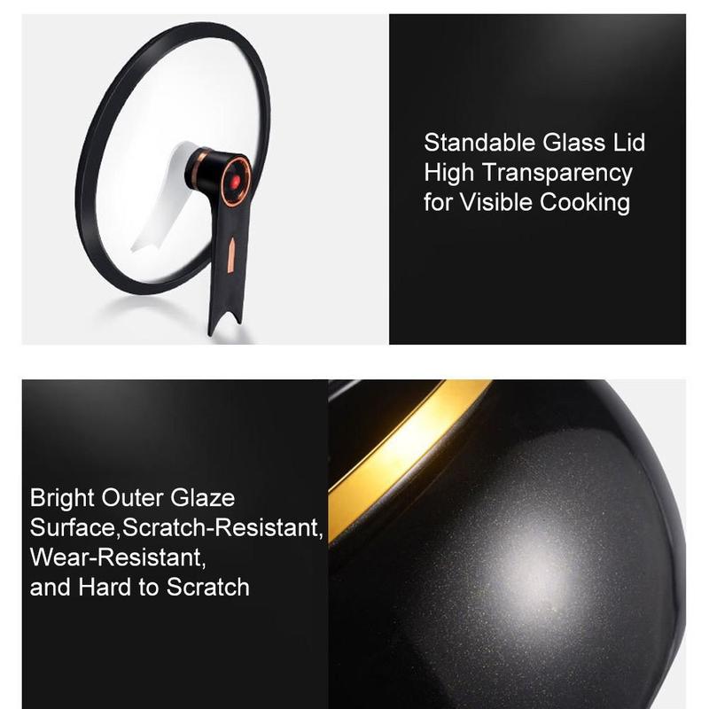 Olla a presión de micro-presión mejorada: Wok antiadherente y resistente de 8,45 cuartos de galón (aprox. 8 litros), olla de cocción rápida con válvula de seguridad y tapa de vidrio para estufas de gas; un imprescindible para el hogar.