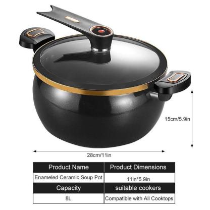 Olla a presión de micro-presión mejorada: Wok antiadherente y resistente de 8,45 cuartos de galón (aprox. 8 litros), olla de cocción rápida con válvula de seguridad y tapa de vidrio para estufas de gas; un imprescindible para el hogar.