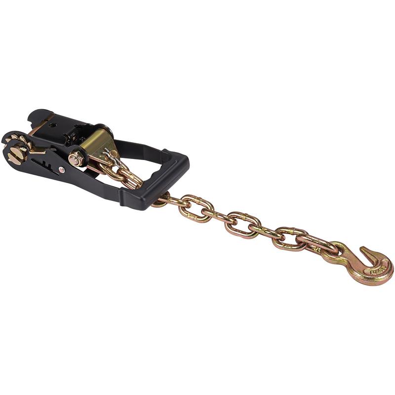 Correas de trinquete VEVOR de alta resistencia para carga, vehículos y remolques; paquete de 4 unidades de poliéster (estilo lazo) de 2" x 120" con anclajes de cadena, trinquete de perfil bajo, ganchos metálicos y empuñadura moldeada; carga de trabajo de 