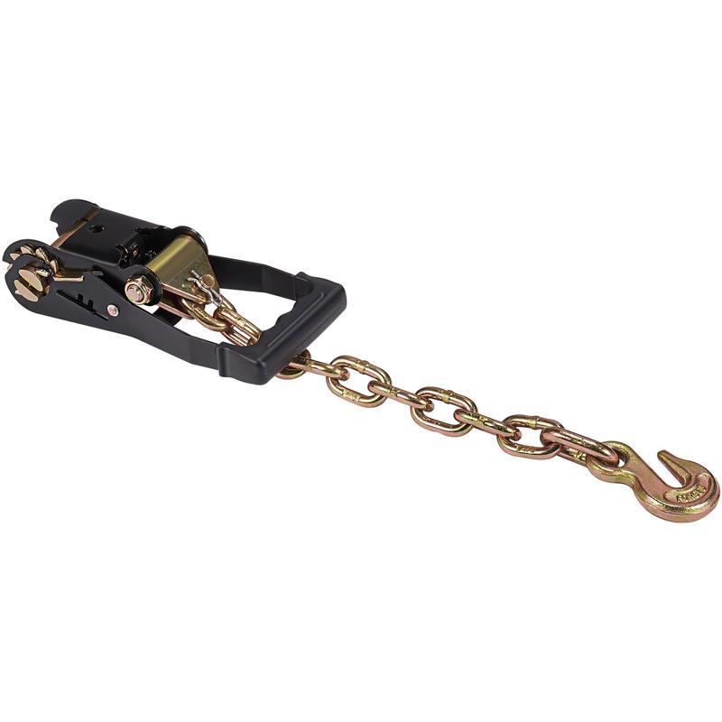 Correas de trinquete VEVOR de alta resistencia para carga, vehículos y remolques; paquete de 4 unidades de poliéster (estilo lazo) de 2" x 120" con anclajes de cadena, trinquete de perfil bajo, ganchos metálicos y empuñadura moldeada; carga de trabajo de 