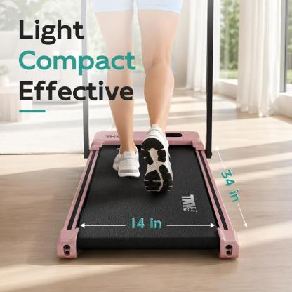 Cinta de correr TKW 3 en 1, color rosa, ligera, con motor silencioso, control remoto y ruedas para facilitar la movilidad, pantalla LED y función de vibración.