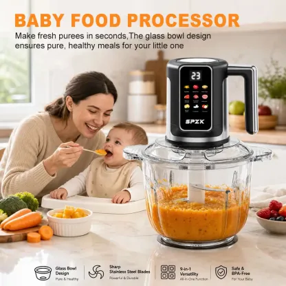 Picadora de carne eléctrica multifunción SPZTJK de 3 litros con pantalla a color - Trituradora de carne de cocina de 110 V