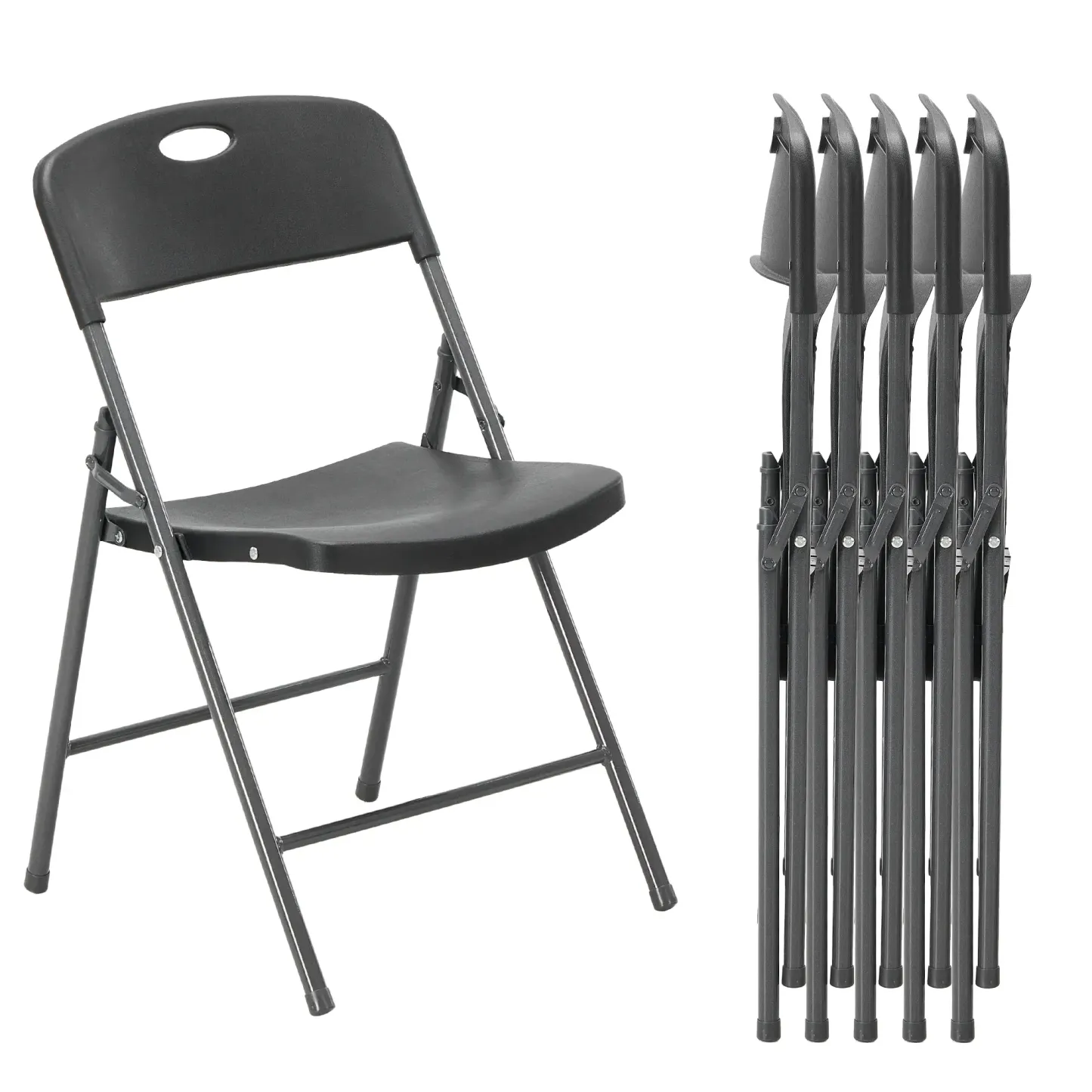 Silla plegable de plástico con respaldo ergonómico