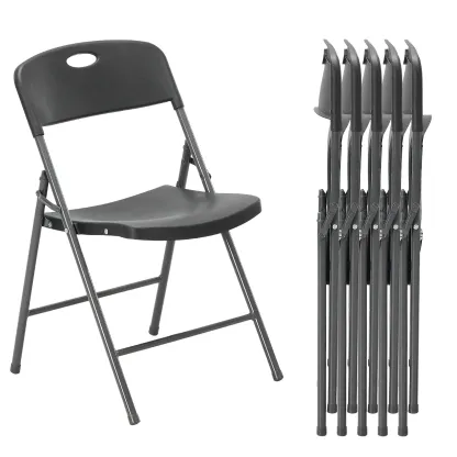 Silla plegable de plástico con respaldo ergonómico