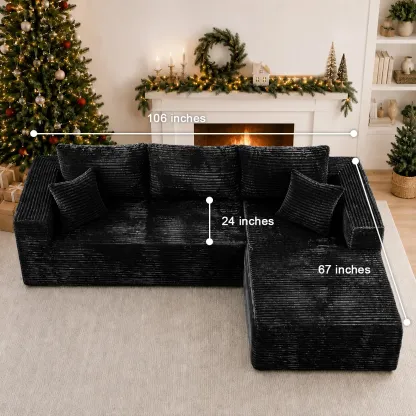 Conjunto moderno de sofá reclinable modular en forma de L de terciopelo