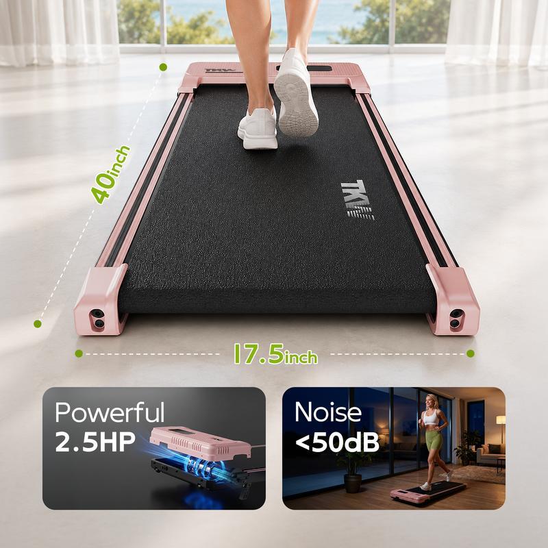 Cinta de correr TKW 3 en 1, color rosa, ligera, con motor silencioso, control remoto y ruedas para facilitar la movilidad, pantalla LED y función de vibración.