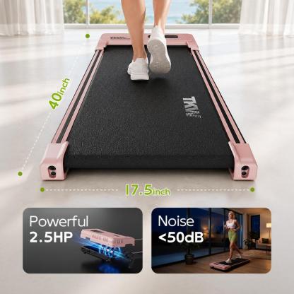 Cinta de correr TKW 3 en 1, color rosa, ligera, con motor silencioso, control remoto y ruedas para facilitar la movilidad, pantalla LED y función de vibración.