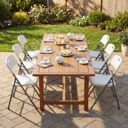 Silla plegable de plástico con respaldo ergonómico