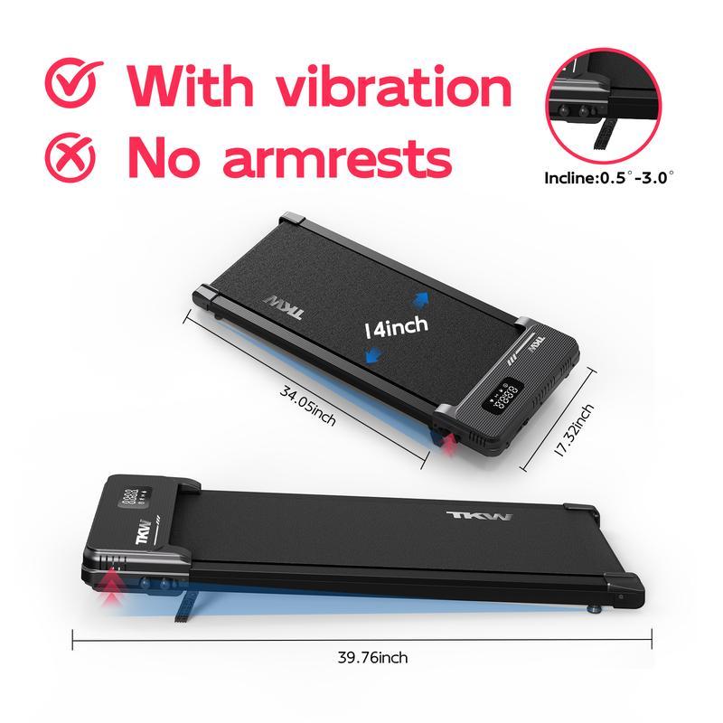 Cinta de correr TKW 3 en 1, color rosa, ligera, con motor silencioso, control remoto y ruedas para facilitar la movilidad, pantalla LED y función de vibración.