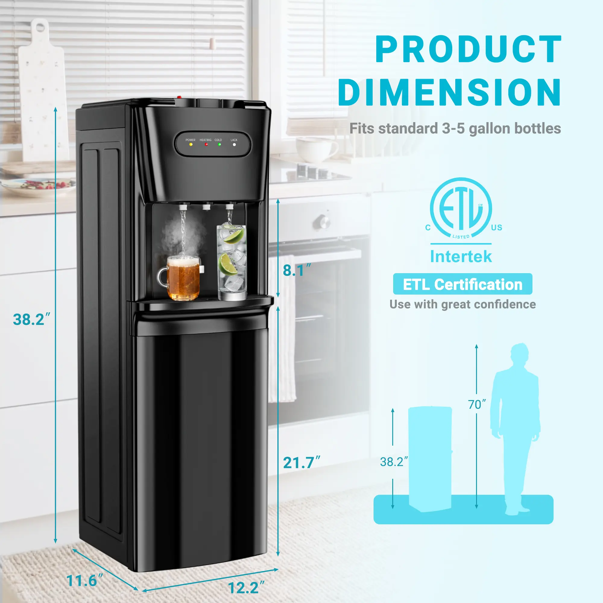 Dispensador de agua MANASTIN, frío y caliente