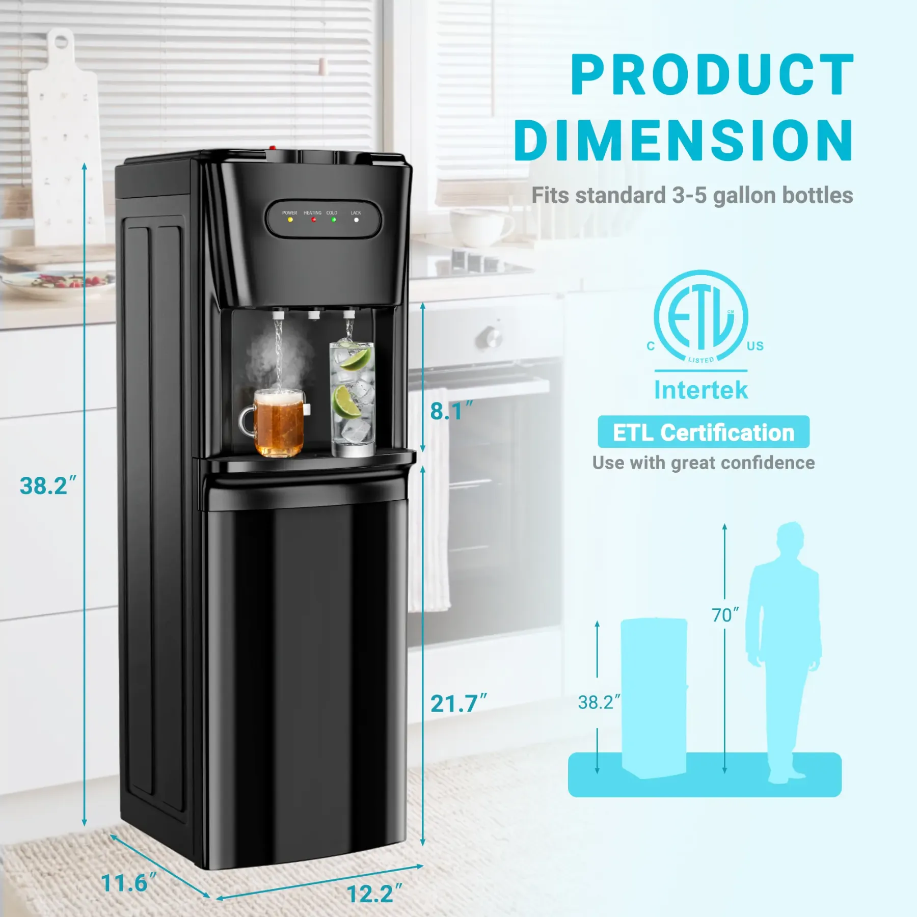 Dispensador de agua MANASTIN, frío y caliente