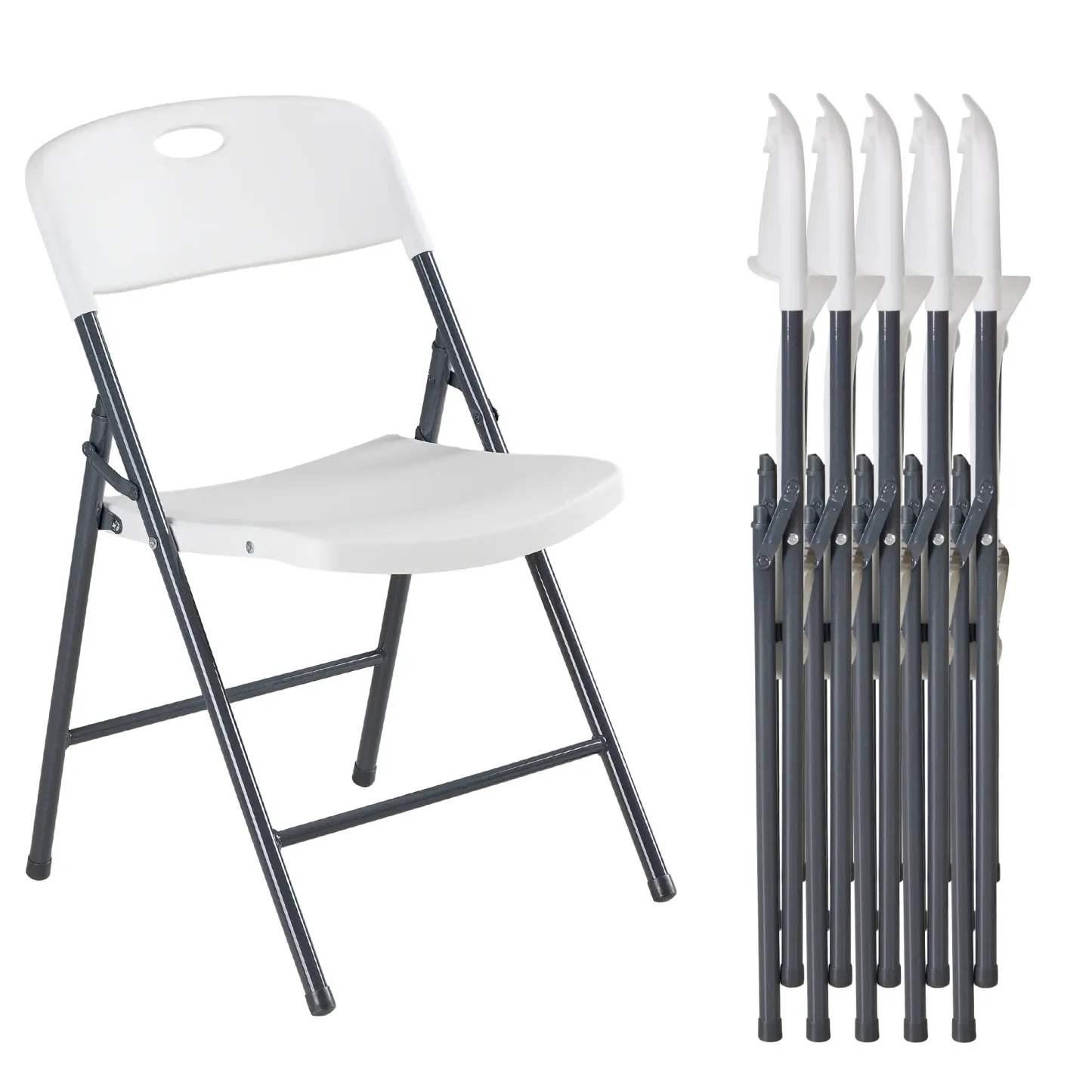 Silla plegable de plástico con respaldo ergonómico