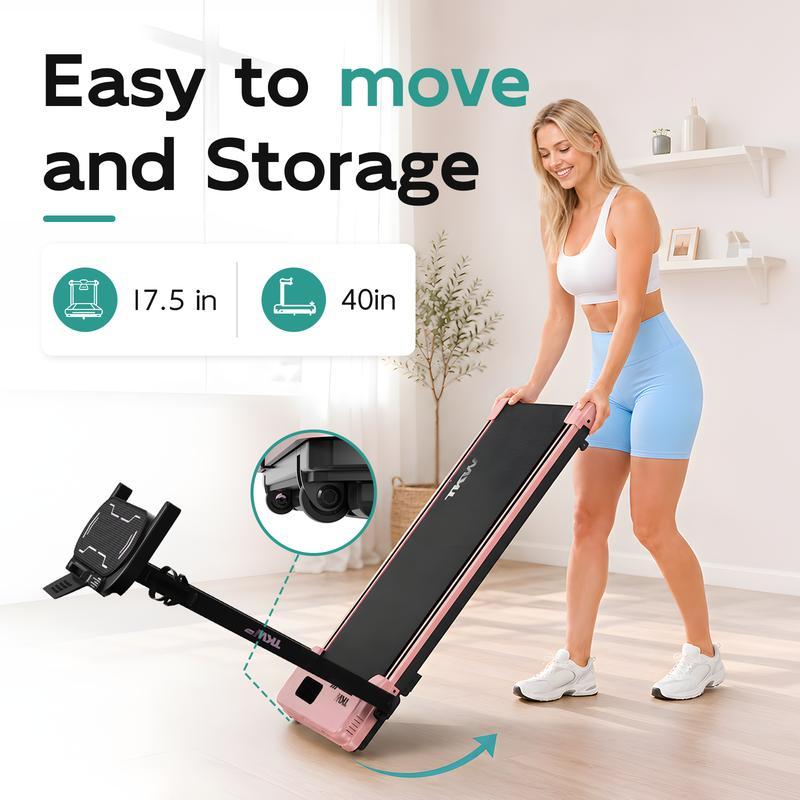 Cinta de correr TKW 3 en 1, color rosa, ligera, con motor silencioso, control remoto y ruedas para facilitar la movilidad, pantalla LED y función de vibración.