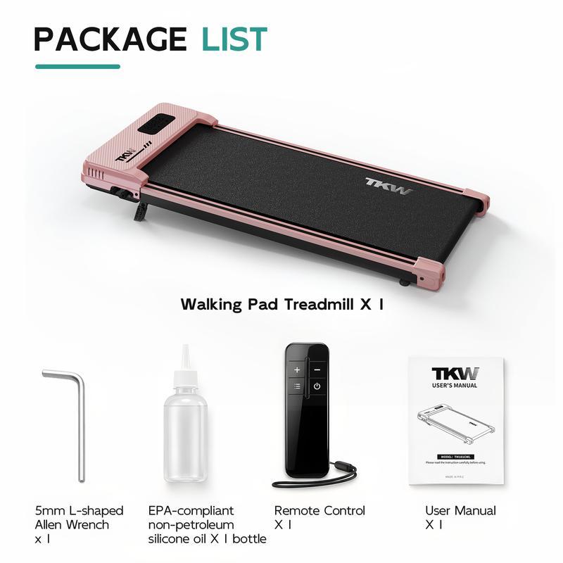 Cinta de correr TKW 3 en 1, color rosa, ligera, con motor silencioso, control remoto y ruedas para facilitar la movilidad, pantalla LED y función de vibración.