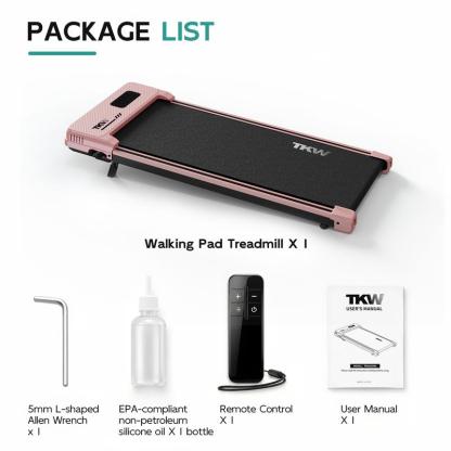 Cinta de correr TKW 3 en 1, color rosa, ligera, con motor silencioso, control remoto y ruedas para facilitar la movilidad, pantalla LED y función de vibración.