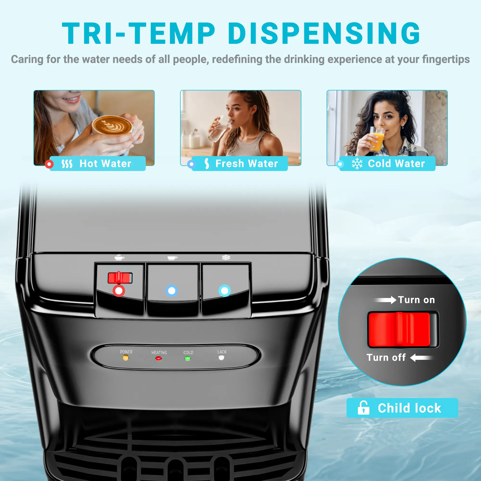 Dispensador de agua MANASTIN, frío y caliente