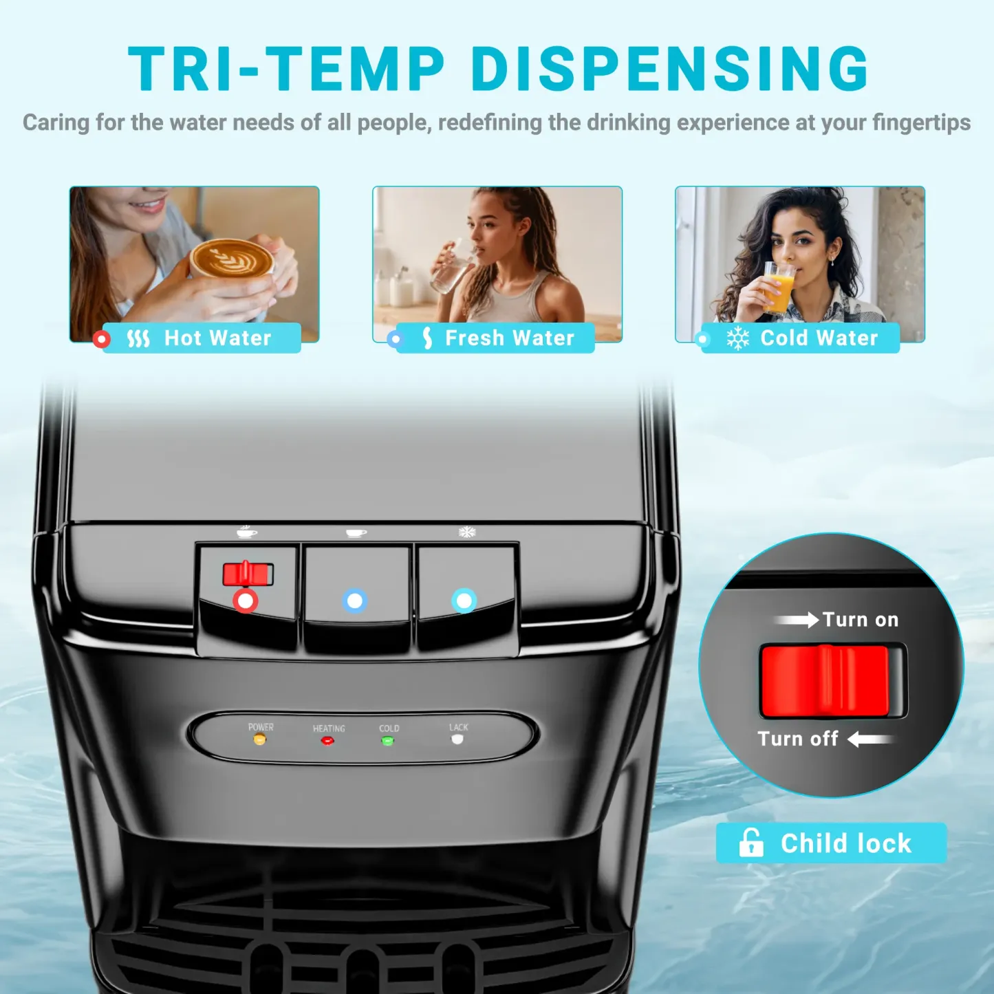 Dispensador de agua MANASTIN, frío y caliente