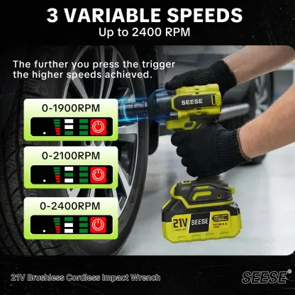 Llave de impacto inalámbrica 3 en 1 SEESE de 21 V
