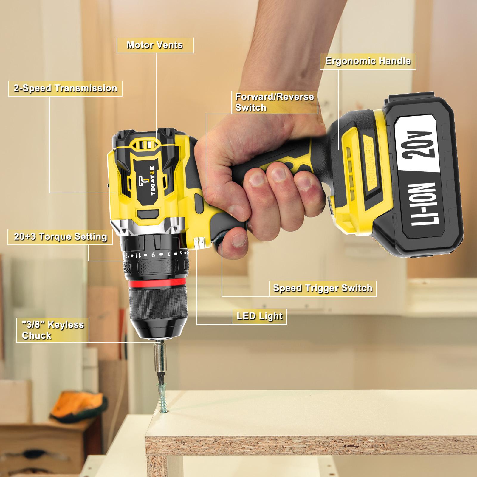 4-in-1 Brushless Cordless Power Tool Set: Electric Rotary Hammer,Cordless Drill, Cordless Angle Grinder & Impact Wrench - Heavy Duty Combo Kit with 3x 4.0Ah Batteries for Construction& Metal Fabrication,Perfect Tools Set for DIYers Wireless Drill Set