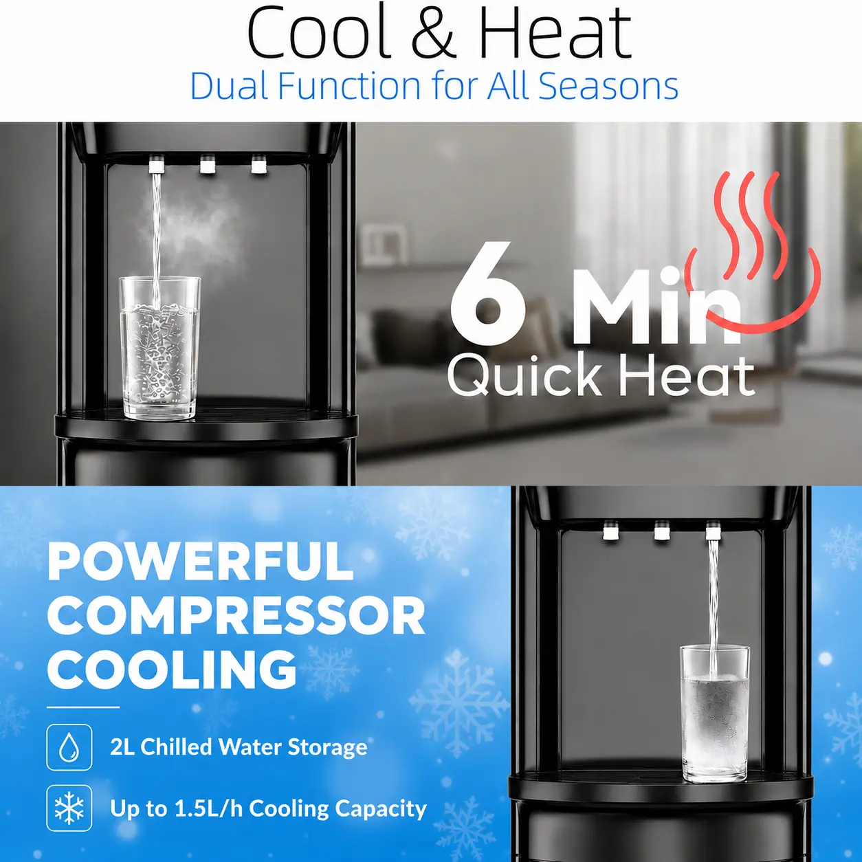 Dispensador de agua MANASTIN, frío y caliente