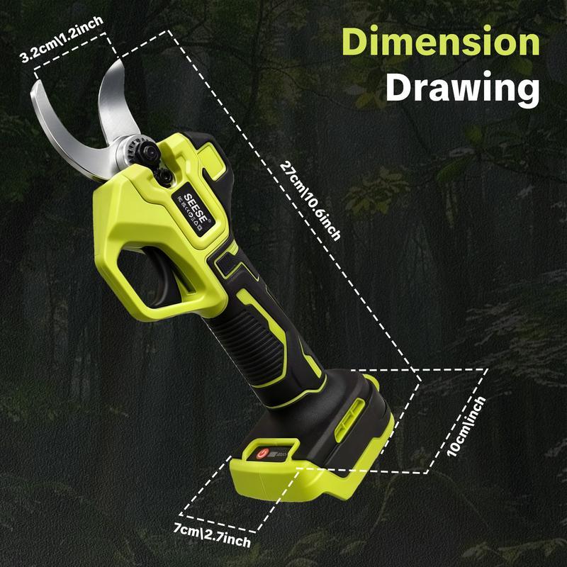 Tijeras de podar eléctricas SEESE para jardinería: tijeras de podar inalámbricas de 3,17 cm (1,25") de corte, motor sin escobillas, batería doble de 21 V para podar árboles y flores.