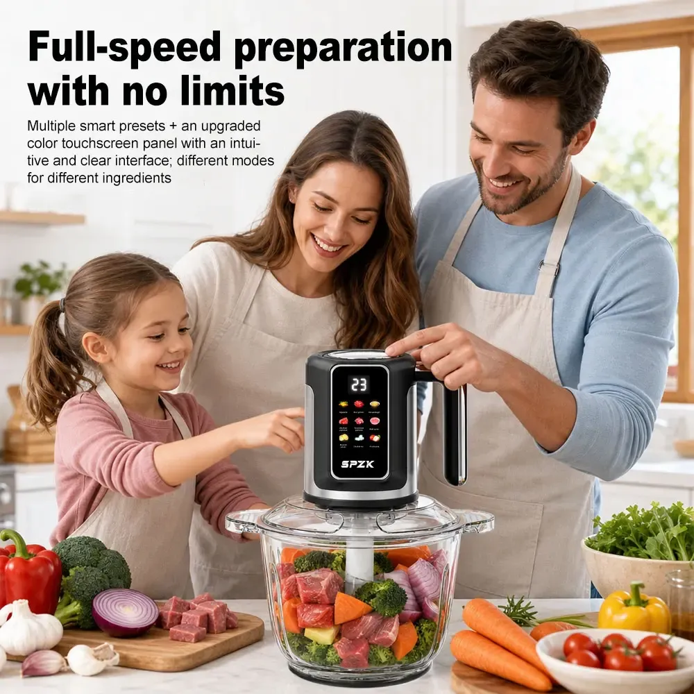 Picadora de carne eléctrica multifunción SPZTJK de 3 litros con pantalla a color - Trituradora de carne de cocina de 110 V
