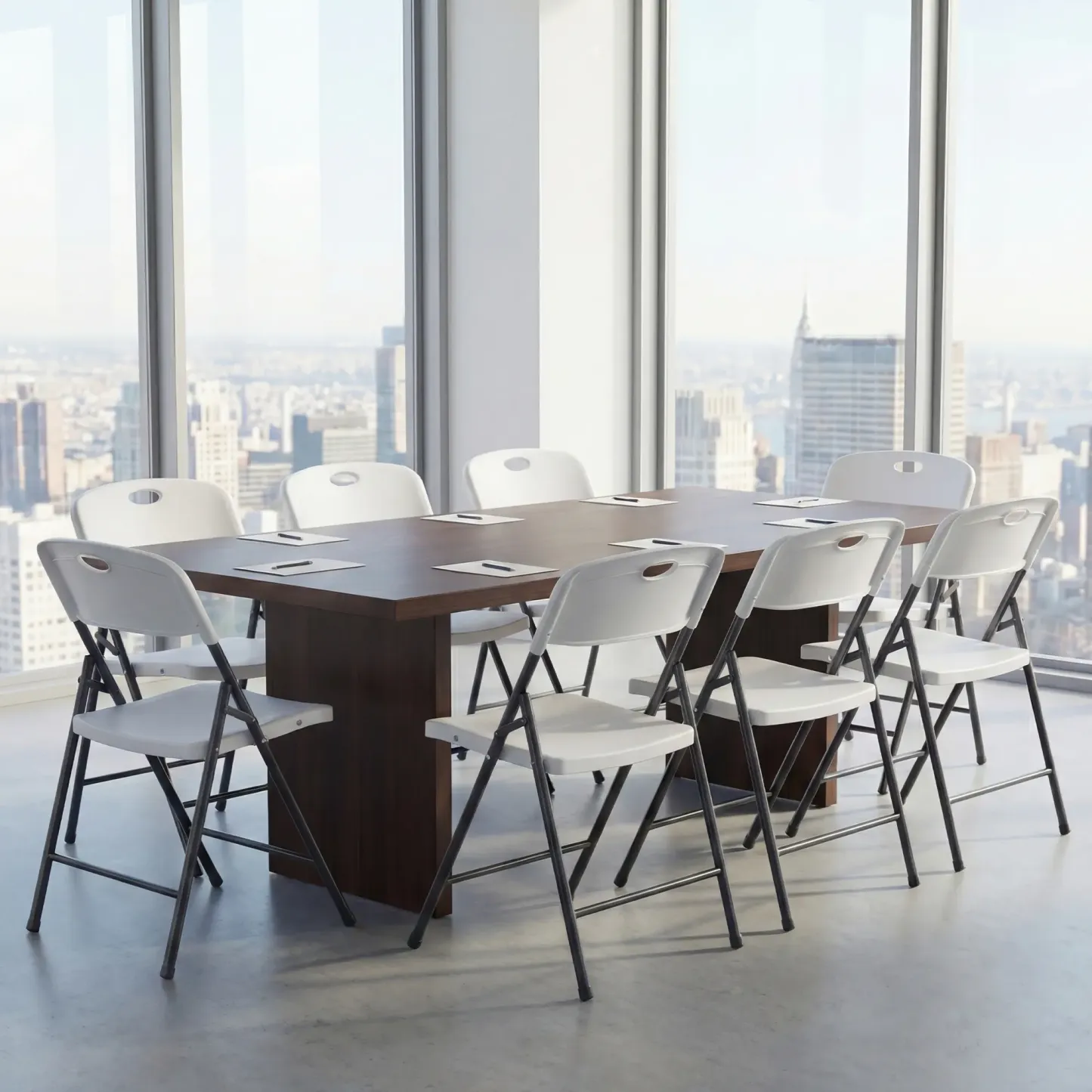 Silla plegable de plástico con respaldo ergonómico