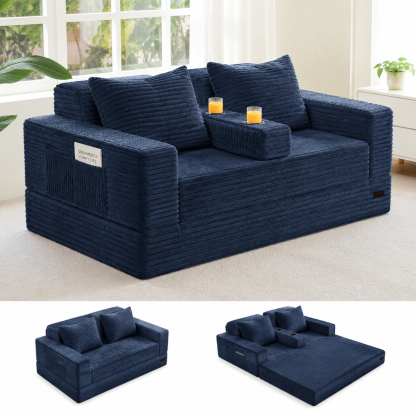 Sofá cama Loveseat, sofá plegable de 64 pulgadas en una caja con 2 portavasos, sofá convertible 4 en 1, sillón reclinable plegable para sala de estar, no requiere ensamblaje, sofá cama | Sala de estar | Falldealsforyou
