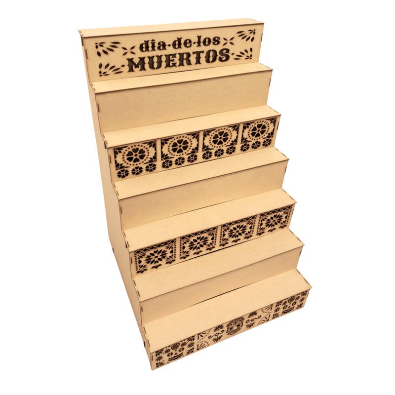 Mega Altar 7 Pisos para Día de Muertos MDF 100x80x80 cm Decorativo Fácil Armado Personalizable y Reutilizable Ideal para Hogares y Eventos