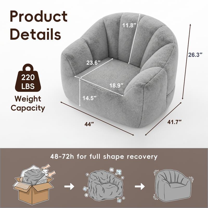 Sillón tipo puf con diseño de pétalos: sofá con forma de flor, tapizado en piel sintética suave, con respaldo en forma de pétalo; un asiento cómodo y acogedor, ideal para leer, perfecto para la sala de estar o el dormitorio. Un puf de tamaño gigante, suma