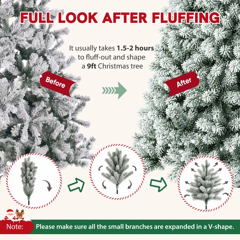 Pre-lit Artificial Christmas Tree 7.5FT with 250 Warm White Incandescent Lights