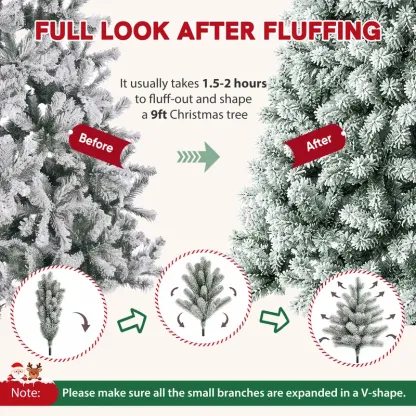 Pre-lit Artificial Christmas Tree 7.5FT with 250 Warm White Incandescent Lights