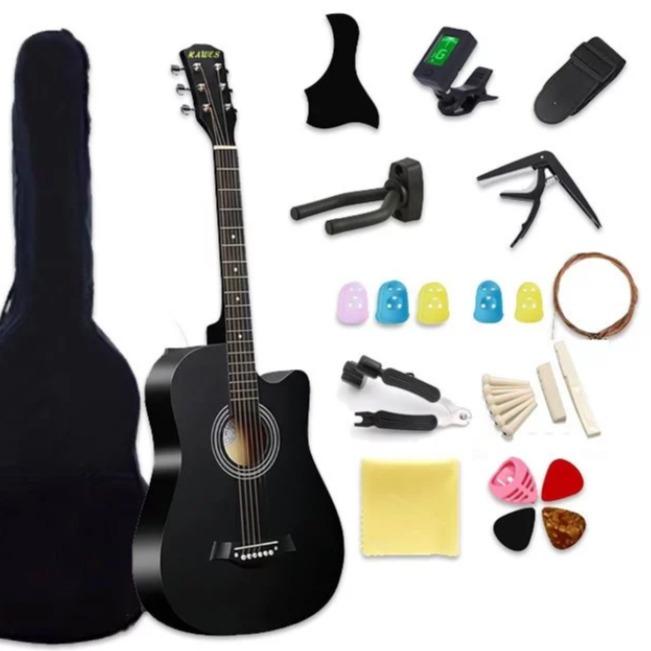 Guitarra Acústica 38 Pulgadas Kit Completo para Principiantes con Afinador Cejilla Funda y Accesorios Ideal para Regalo y Práctica Diaria