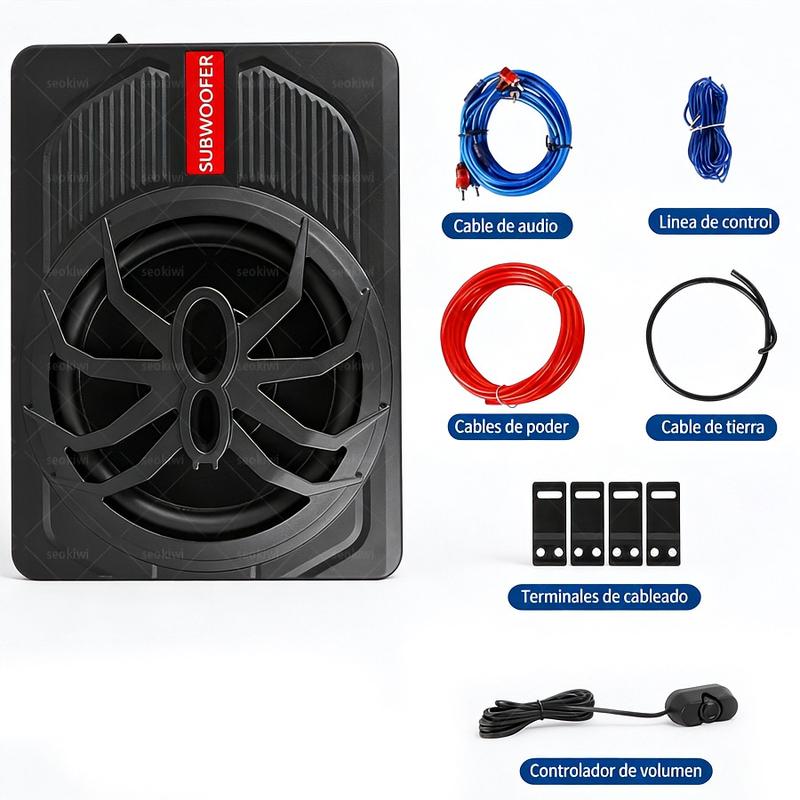 Subwoofer montado en el asiento con potencia máxima de 1000 W, subwoofer ultrafino de 10 pulgadas, actualización del sistema de audio del automóvil, equipo de audio moderno, altavoz ultrafino, esencial para viajes por carretera.