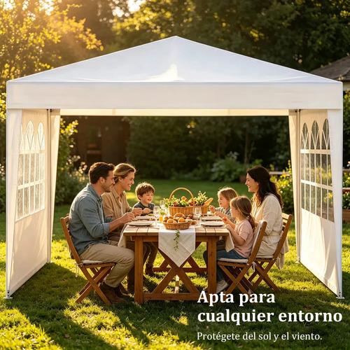 Toldo Carpa 3x3m Para Fiestas Y Eventos Con Paredes Y Ventanas De PE Estructura De Acero Para Jardín