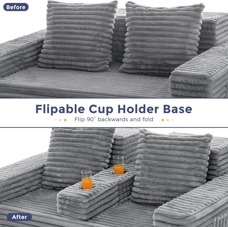 Sofá cama Loveseat, sofá plegable de 64 pulgadas en una caja con 2 portavasos, sofá convertible 4 en 1, sillón reclinable plegable para sala de estar, no requiere ensamblaje, sofá cama | Sala de estar | Falldealsforyou