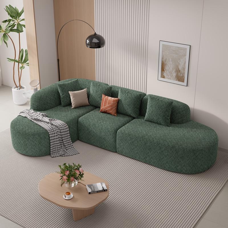 Sofá modular moderno en forma de L de 114 pulgadas con chaise longue, estilo «nube» y sin necesidad de montaje